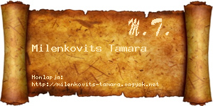 Milenkovits Tamara névjegykártya